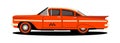 Orange Taxi on a white background. Retro Car for your business card, banner, poster design.